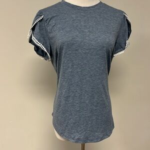 Women's Blue Top with Ruffle Sleeves